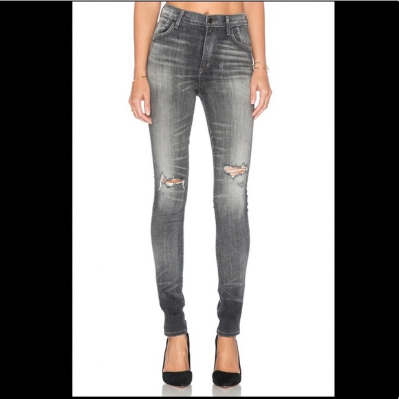 NWOT Citizens of Humanity Olivia High Rise Faded Black Distressed Jeans - Sz 27! - Picture 2 of 6